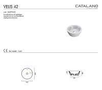 Catalano Zero Раковина чаша d42x16h см, с переливом, цвет: белый глянцевый 0723420001