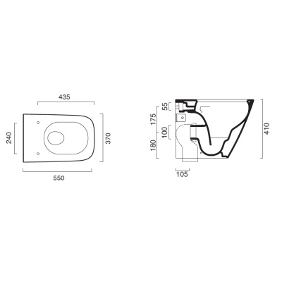 Catalano Green Унитаз напольный безободковый 37x55 см, смыв торнадо, Cataglaze, цвет: белый глянц. 0412350001