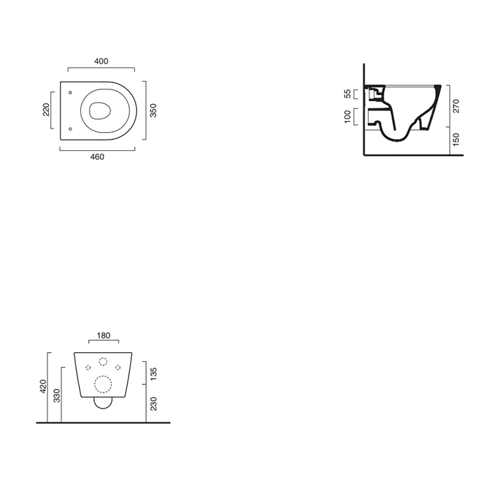 Catalano Zero Унитаз подвесной безободковый 35x46 см, смыв торнадо, Cataglaze, цвет: белый глянцевый 0111460001