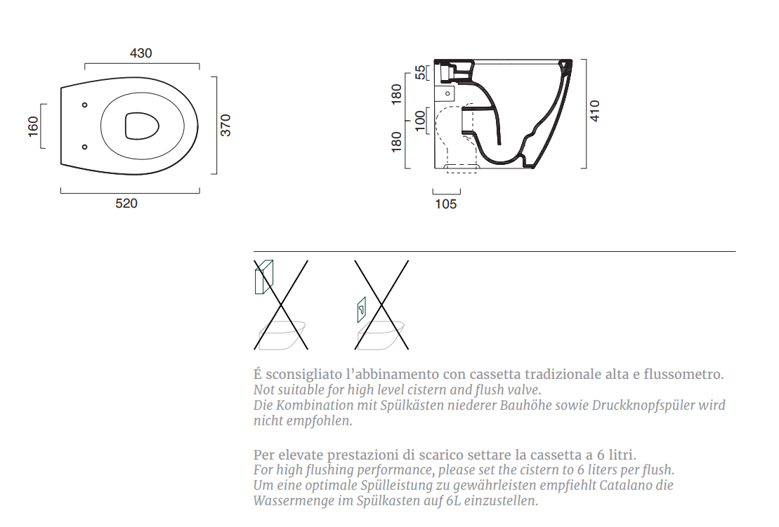 Catalano Italy Унитаз напольный безободковый 37x52 см, смыв торнадо, Cataglaze, цвет: белый глянц. 0712520001