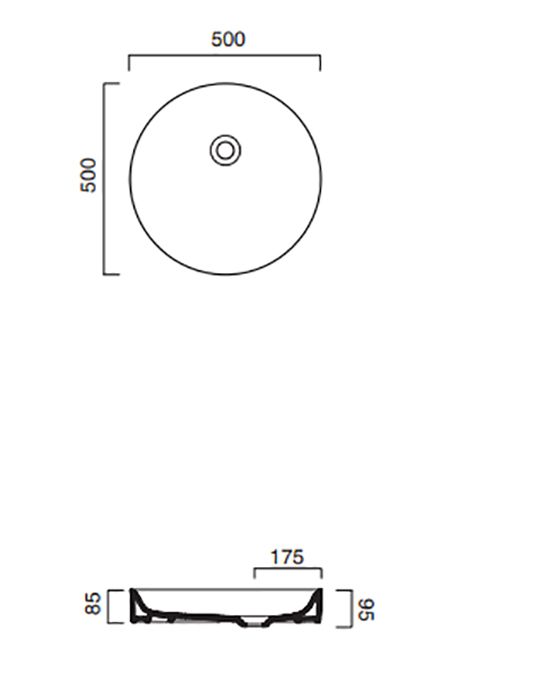 Catalano Zero Раковина чаша d50x9,5h см, без перелива, цвет: белый глянцевый 150THZ00