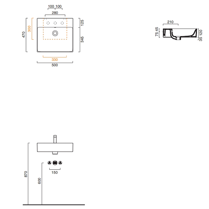 Catalano Comfort Раковина подвесная 50x47x15,5h см, с переливом, покр. Cataglaze, цвет: белый глянц. 0220500001