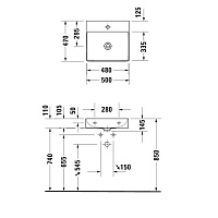 Duravit DuraSquare Раковина 50х47 см, без перелива, цвет: белый 2353500071
