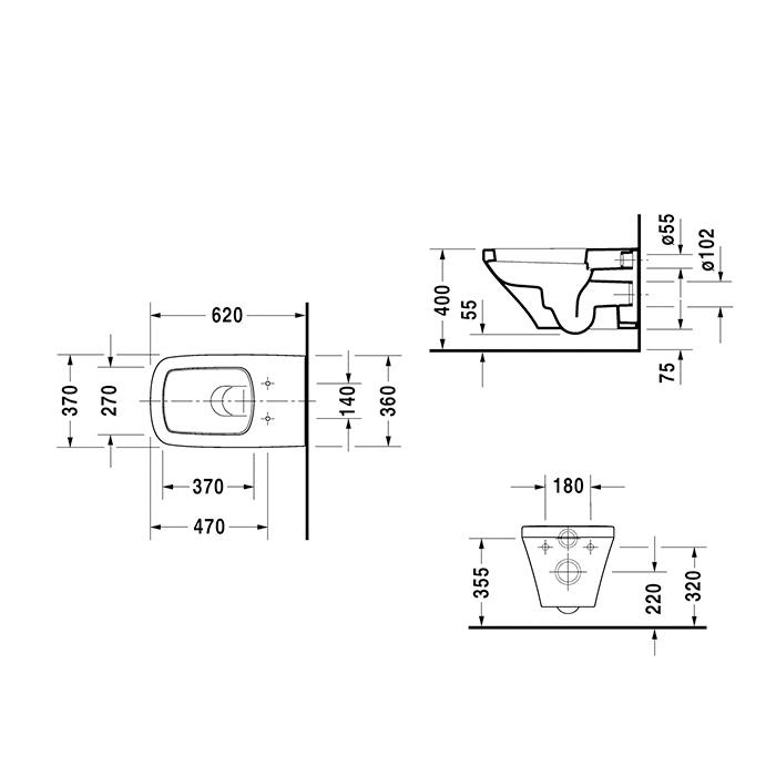 Duravit DuraStyle Унитаз подвесной 62х37 см, удлиненный, цвет: белый 2537092000