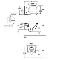 Globo Stone Унитаз подвесной безободковый, с креплением, 36x52 см, цвет: smoke матовый STS05SK