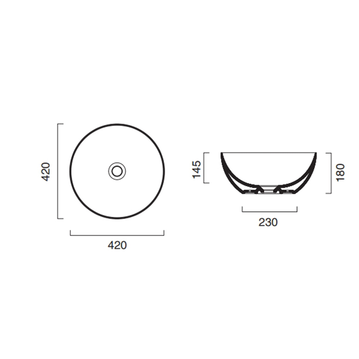 Catalano Zero Раковина чаша d42x18h см, без перелива, покрытие Cataglaze, цвет: белый глянцевый 142TVL00