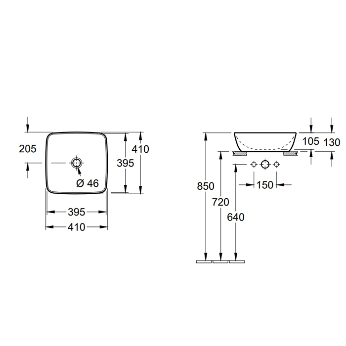 Villeroy & Boch Artis Раковина 41x41x13 см, накладная, цвет: Bordeaux 417841BCS9