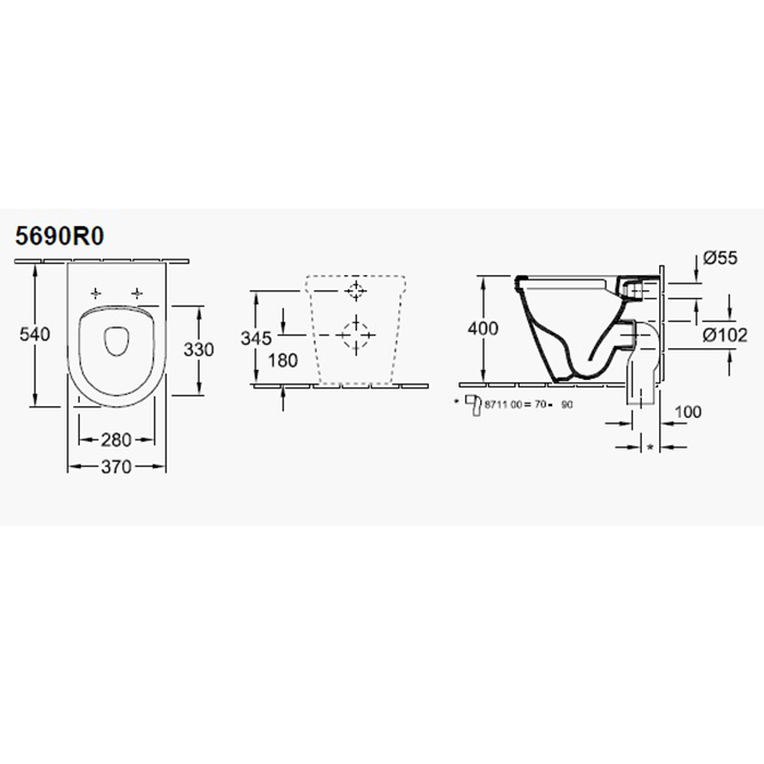 Villeroy & Boch Architectura Унитаз напольный, 37х54 см, цвет: белый 5690R001