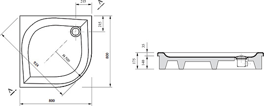 Ravak Elipso Поддон для душа с экраном 80x80x17,5h см, цвет: белый A224401410