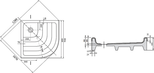 Ravak Ronda Поддон для душа под облицовку 91x91x18,5h см, цвет: белый A207001320