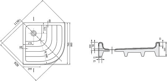 Ravak Ronda Поддон для душа под облицовку 80,5x80,5x18,5h см, цвет: белый A204001320