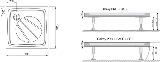 Ravak Perseus Pro Поддон для душа 90x90x3h см, цвет: белый XA037701010