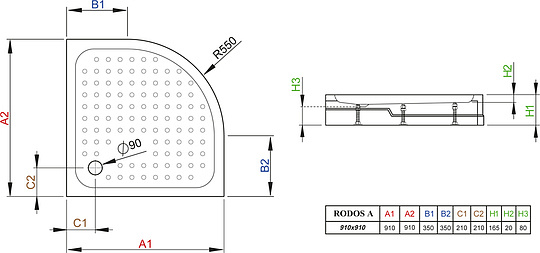 Radaway Rodos A Compact Душевой поддон из акрила, 90х90х16,5h см, цвет: белый глянцевый 4P99155-03