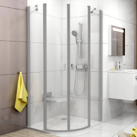 Ravak CSKK4 Chrome Душевой уголок 90x195h см, прозрачное стекло 6 мм, цвет: сатин 3Q170U00Z1