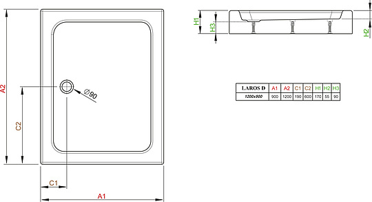 Radaway Laros D Душевой поддон из акрила, 120х90х17h см, цвет: белый глянцевый SLD91217-01