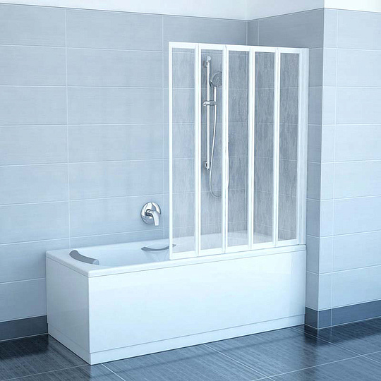 Ravak VS5 Шторка на ванну 113,5x133h см, рифленое стекло, цвет: белый 794E010041