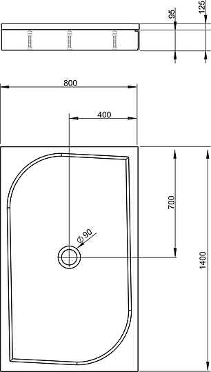 Radaway Paros D Plus Душевой поддон из композита, 140х80х12,5h см, цвет: белый глянцевый MBD8014-03-1