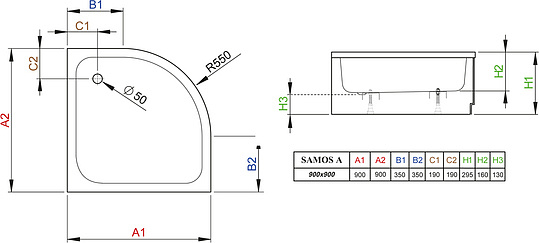 Radaway Samos A Душевой поддон из акрила, 90х90х29,5h см, цвет: белый глянцевый 4S99300-03