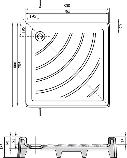 Ravak Angela Поддон для душа с экраном 80x80x18,5h см, цвет: белый A004401120