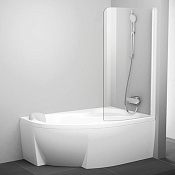 Ravak Rosa CVSK1 Шторка на ванну правая 85x150h см, прозрачное стекло 6 мм, цвет: белый 7QRM0100Y1