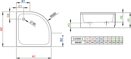 Radaway Samos A Душевой поддон из акрила, 80х80х29,5h см, цвет: белый глянцевый 4S88300-03