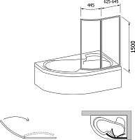 Ravak VSK2 Supernova Шторка на ванну правая 109x150h см, рифленое стекло, цвет: белый 76PB010041