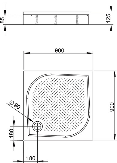 Radaway Paros С Душевой поддон из композита, 90х90х12,5h см, цвет: белый глянцевый MBC9090-03-1
