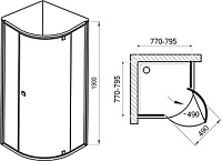 Ravak PSKK3 Pivot Душевой уголок 79,5x190h см, прозрачное стекло 6 мм, цвет: белый 37644100Z1