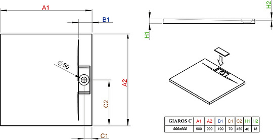 Radaway Giaros С Душевой поддон из акрила, 90х90х4h см, цвет: белый глянцевый MKGC9090-03