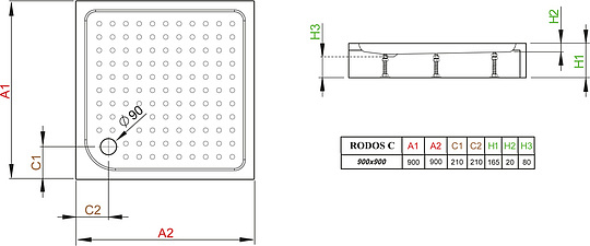 Radaway Rodos C Compact Душевой поддон из акрила, 90х90х16,5h см, цвет: белый глянцевый 4K99155-04