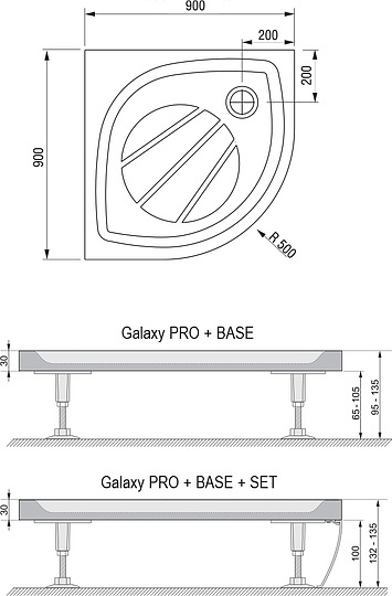 Ravak Elipso Pro Поддон для душа 90x90x3h см, цвет: белый XA237701010