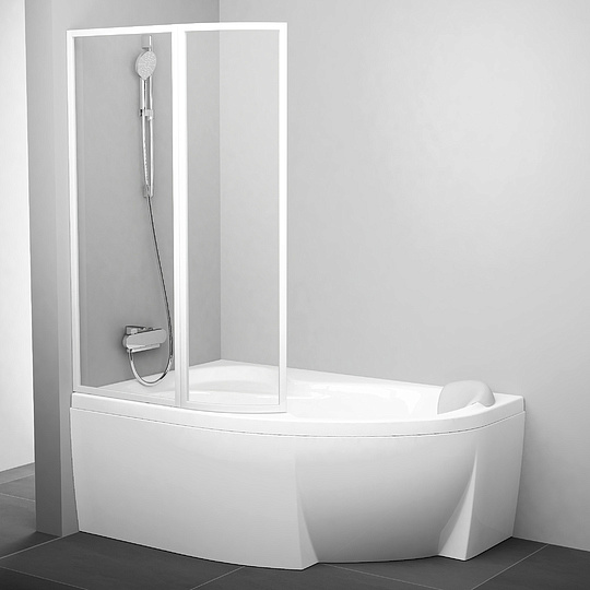 Ravak VSK2 Supernova Шторка на ванну левая 109x150h см, прозрачное стекло 6 мм, цвет: белый 76LB0100Z1