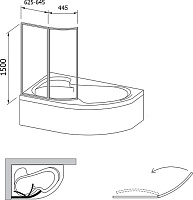 Ravak VSK2 Supernova Шторка на ванну левая 109x150h см, прозрачное стекло 6 мм, цвет: белый 76LB0100Z1