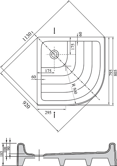 Ravak Ronda Поддон для душа с экраном 80,5x80,5x18,5h см, цвет: белый A204001120