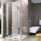 Ravak PPS-80 Pivot Душевая перегородка 80 см, прозрачное стекло, цвет: сатин 90G40U00Z1