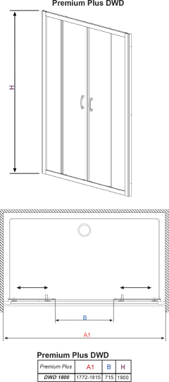 Radaway Premium Plus DWD Душевая дверь в нишу, фабрик 5 мм, 180х190h см, цвет: хром глянцевый 33373-01-06N