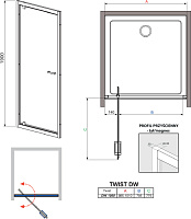 Radaway Twist DW Душевая дверь в нишу, прозрачная 6 мм, Easy Clean 100х190h см, цвет: хром глянцевый 382003-01