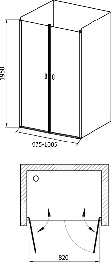 Ravak CSDL2-100 Chrome Душевая дверь в нишу 100,5x195h см распашная, прозр. стекло 6 мм, цвет: сатин 0QVACU0LZ1