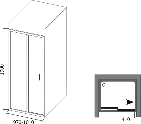 Ravak BLDP2-100 Chrome Душевая дверь в нишу 101x190h см распашная, рифленое стекло 6 мм, цвет: сатин 0PVA0U00ZG