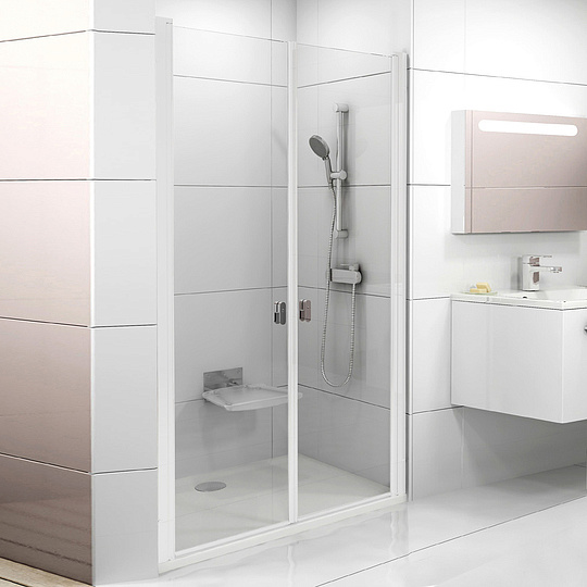Ravak CSDL2-110 Chrome Душевая дверь в нишу 110,5x195h см распашная, прозр. стекло 6 мм, цвет: белый 0QVDC10LZ1