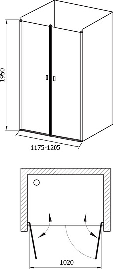 Ravak CSDL2-120 Chrome Душевая дверь в нишу 120,5x195h см распашная, прозр. стекло 6 мм, цвет: сатин 0QVGCU0LZ1