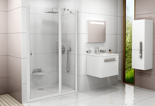 Ravak CSD2-120 Chrome Душевая дверь в нишу 120,5x195h см распашная, прозр. стекло 6 мм, цвет: белый 0QVGC100Z1