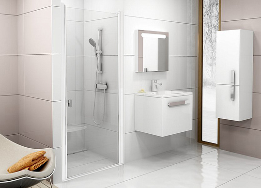 Ravak CSD1-80 Chrome Душевая дверь в нишу 80,5x195h см распашная, прозрачное стекло 6 мм, цвет:белый 0QV40100Z1