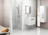 Ravak CSD1-80 Chrome Душевая дверь в нишу 80,5x195h см распашная, прозрачное стекло 6 мм, цвет:белый 0QV40100Z1