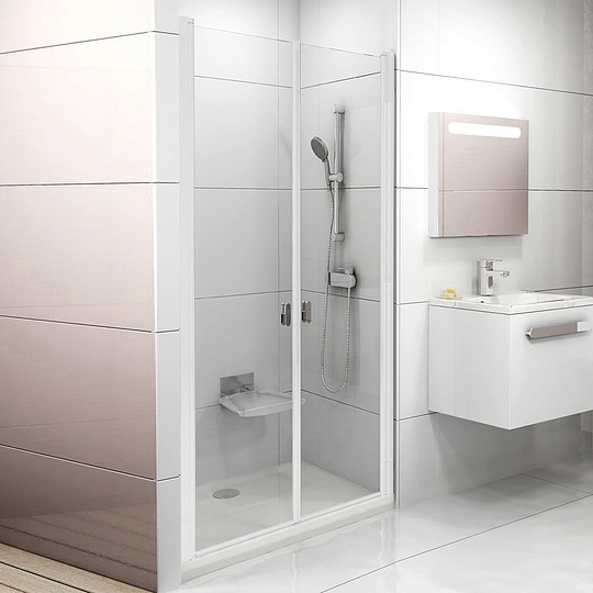 Ravak CSDL2-90 Chrome Душевая дверь в нишу 90,5x195h см распашная, прозрач. стекло 6 мм, цвет: белый 0QV7C10LZ1