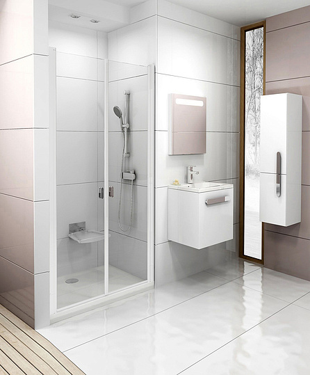 Ravak CSDL2-90 Chrome Душевая дверь в нишу 90,5x195h см распашная, прозрач. стекло 6 мм, цвет: белый 0QV7C10LZ1