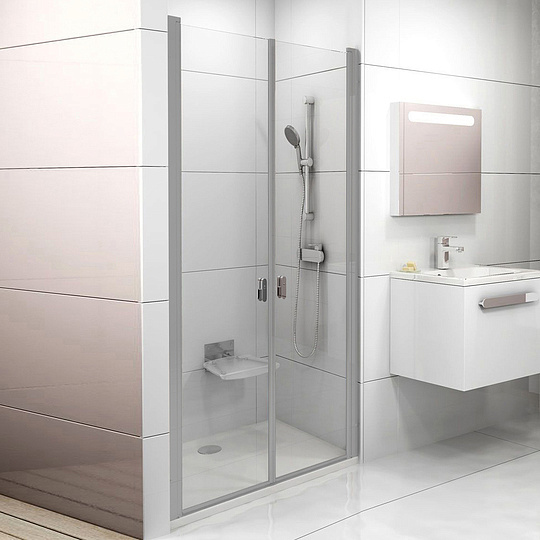 Ravak CSDL2-90 Chrome Душевая дверь в нишу 90,5x195h см распашная, прозрач. стекло 6 мм, цвет: сатин 0QV7CU0LZ1