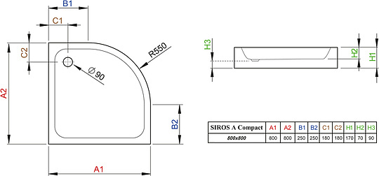 Radaway Siros A Compact Душевой поддон из акрила, 80х80х17h см, цвет: белый глянцевый SBA8817-2