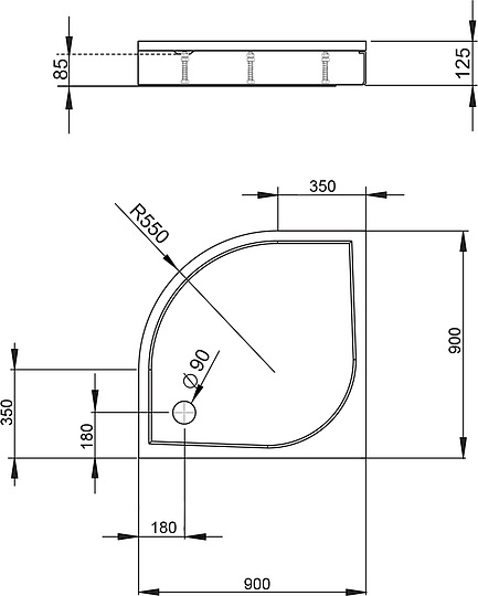 Radaway Paros A Душевой поддон из композита, 90х90х12,5h см, цвет: белый глянцевый MBA9090-03-1