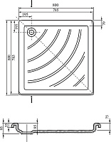 Ravak Angela Поддон для душа 78,5x78,5x9,5h см, цвет: белый A014401220